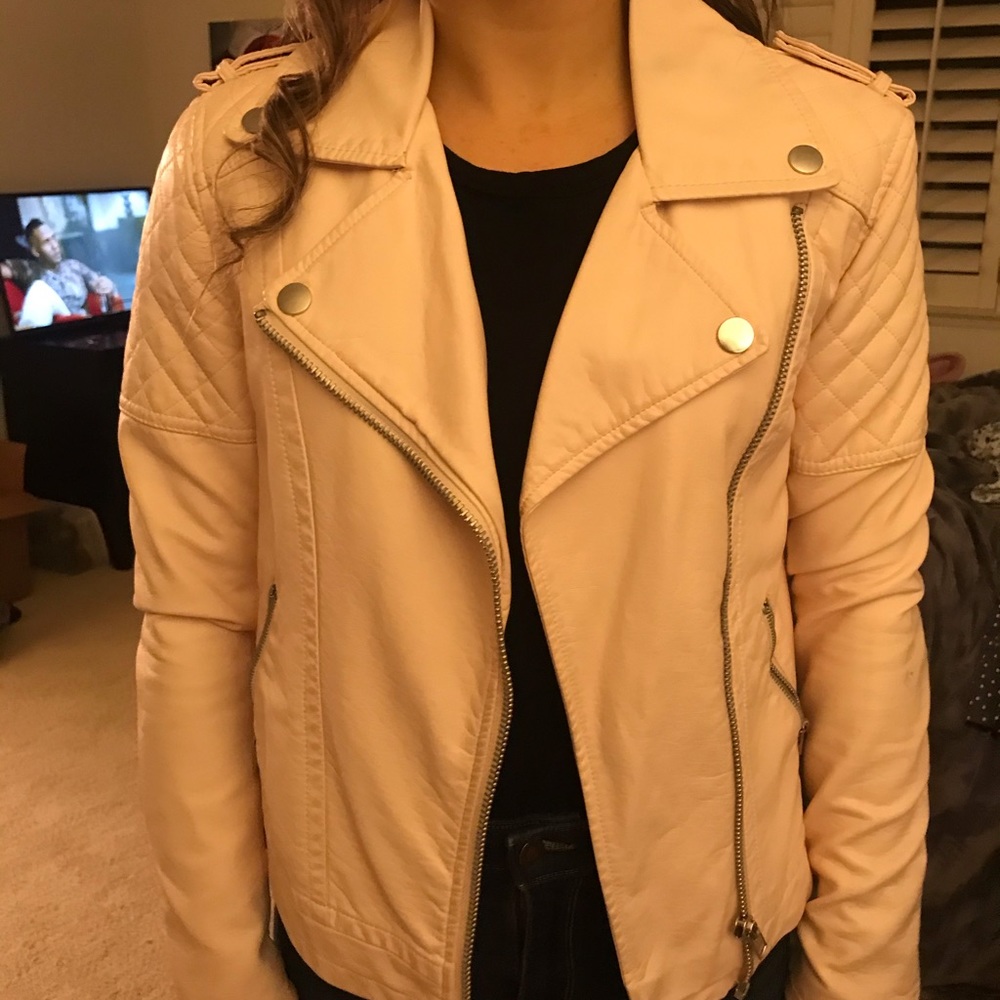 Light pink leather jacket